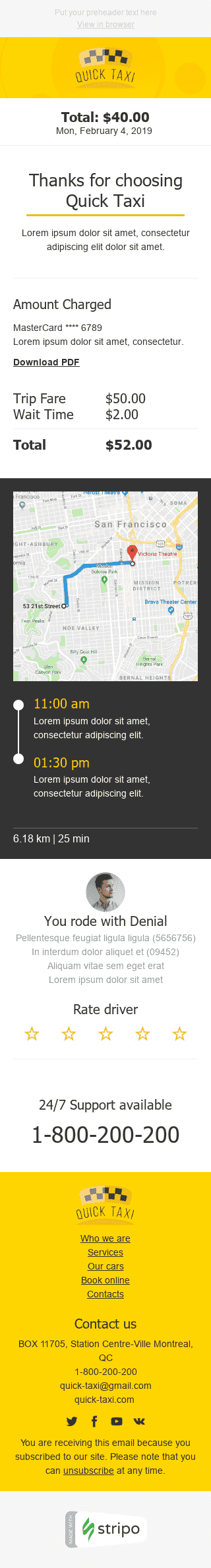 Modello Email Email di conferma «Il tuo viaggio» per il settore industriale di Auto e moto Visualizzazione mobile