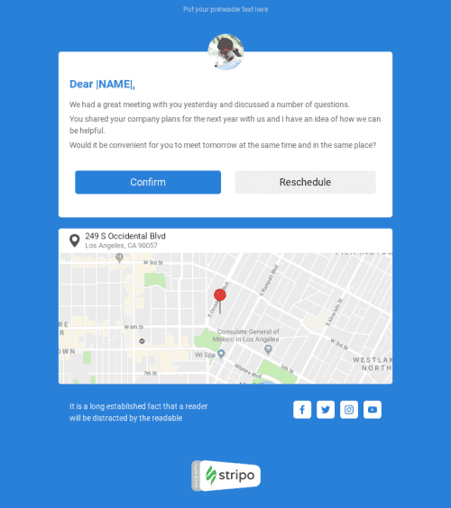 Follow-up Email Template «Additional Meeting Request» for Business industry desktop view