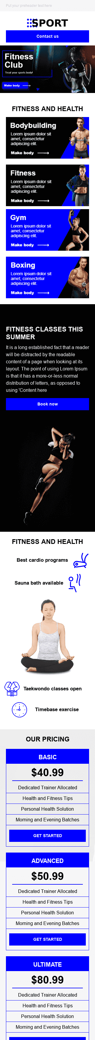 Promo Email Template «Sport Life» for Sports industry mobile view