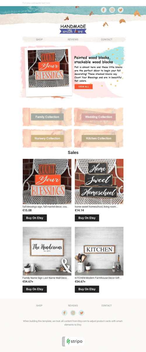 Modelo de E-mail de «Casa aconchegante» de Promoção para a indústria de Comércio eletrônico Visualização de dispositivo móvel