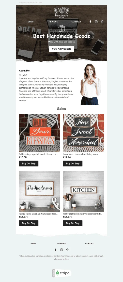 Promo Email Template «Best Handmade» for Ecommerce industry