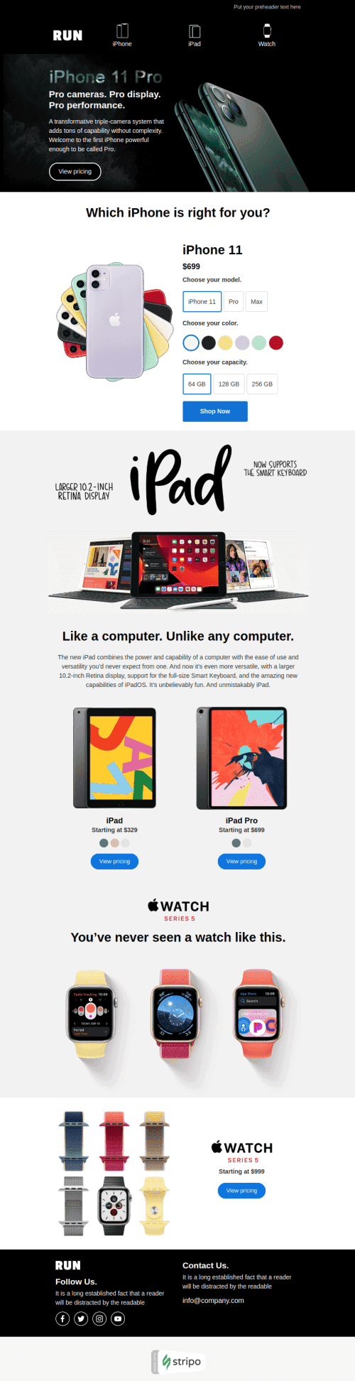 Modello Email Promo «Presentazione Apple» per il settore industriale di Gadget Visualizzazione desktop