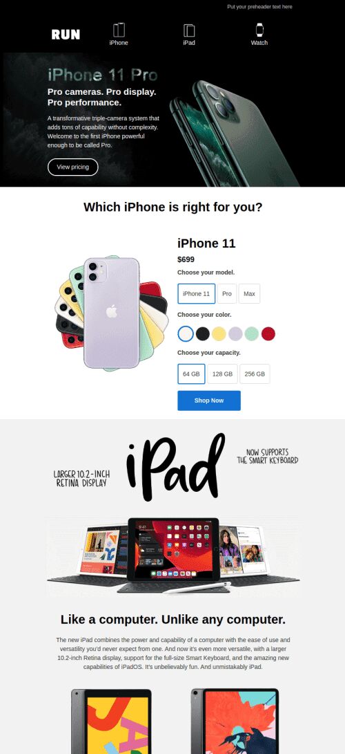 Modelo de E-mail de «Apresentação da Apple» de Promoção para a indústria de Gadgets Visualização de dispositivo móvel
