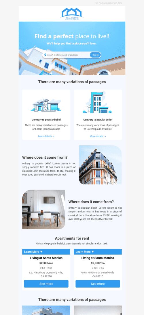 Modello Email Promo «Casa dei sogni» per il settore industriale di Immobiliari Visualizzazione mobile