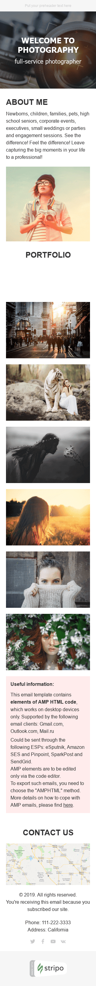 Willkommen E-Mail-Vorlage «Rundumservice» für Fotografie-Branche Ansicht auf Mobilgeräten