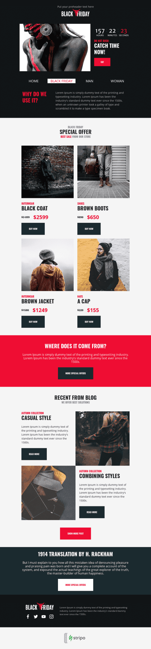 Promo Email Template «Time Sale» for Fashion industry mobile view