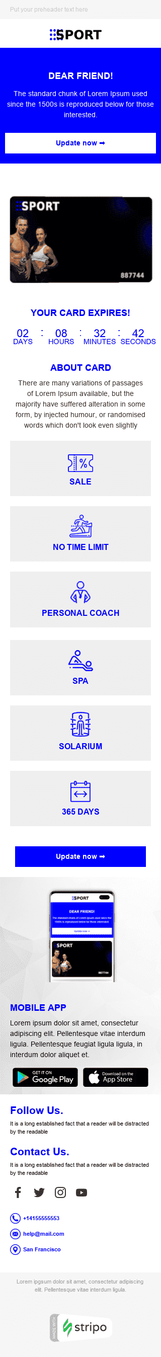 Alerts & Notifications Email Template «Sport Forever» for Sports industry mobile view