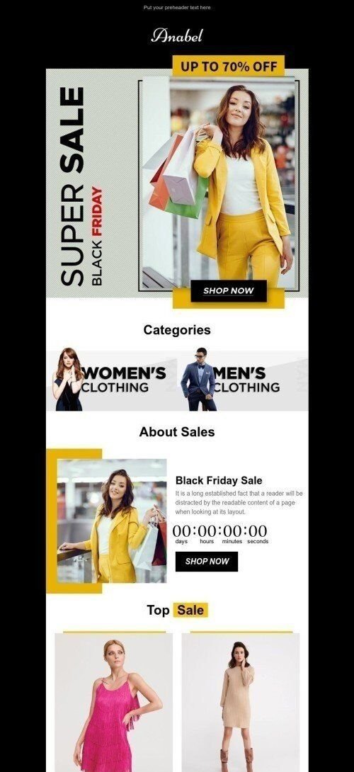 Modelo de E-mail de «Preços quentes» de Promoção para a indústria de Moda Visualização de dispositivo móvel