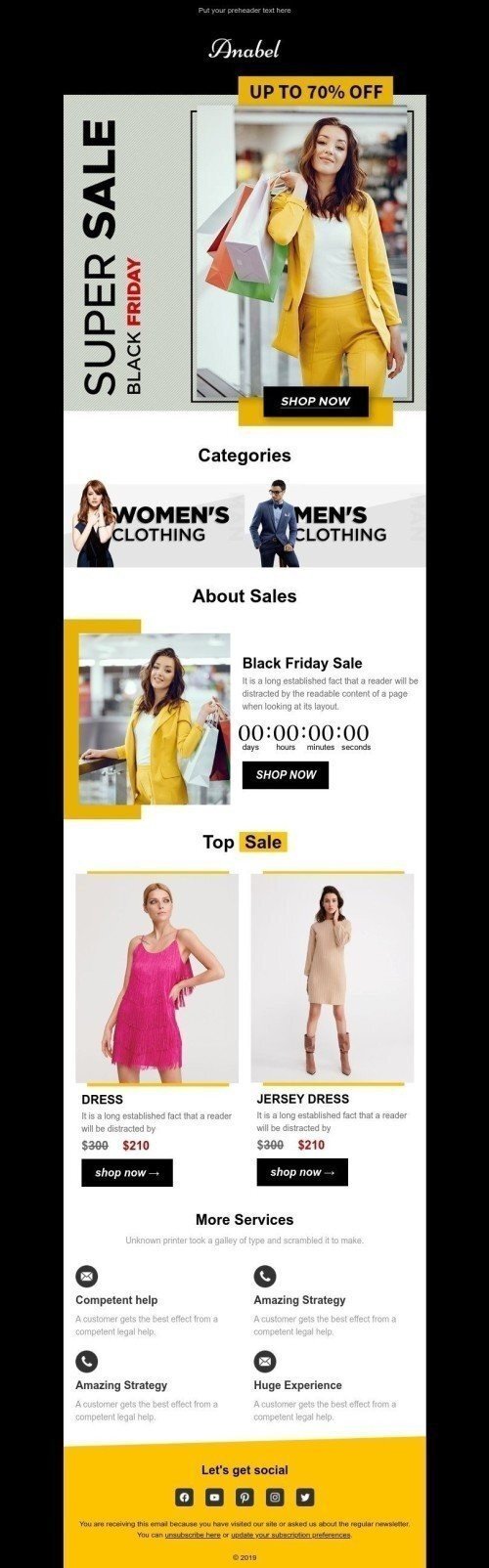 Promo Email Template «Hot prices» for Fashion industry mobile view