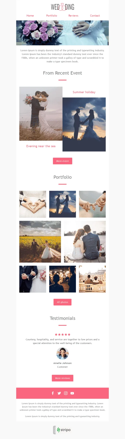 Promo Email Template «White Wedding» for Fashion industry