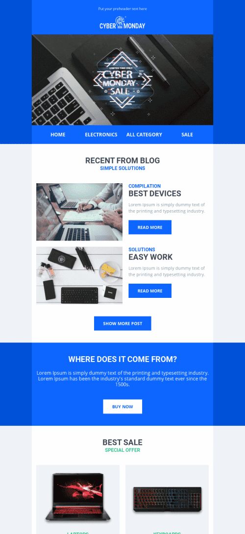 Modelo de E-mail de «Gizmos» de Promoção para a indústria de Gadgets Visualização de dispositivo móvel