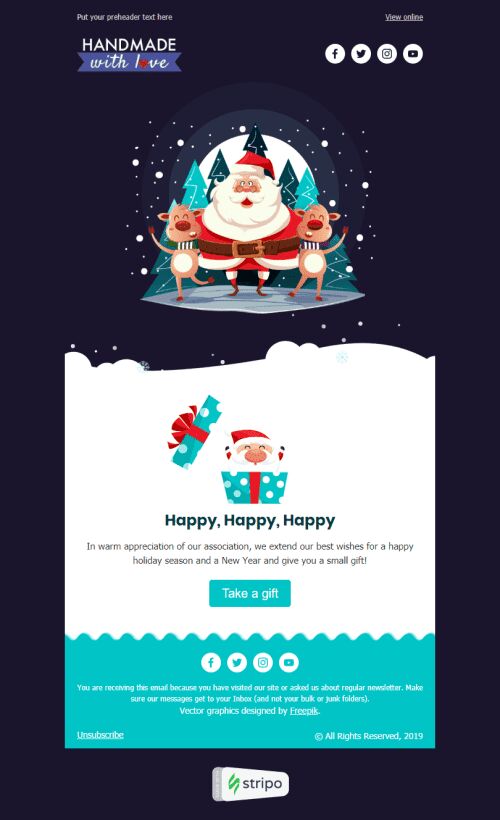 Modello Email Natale «Regali di Natale» per il settore industriale di Libri, regali e cancelleria Visualizzazione mobile