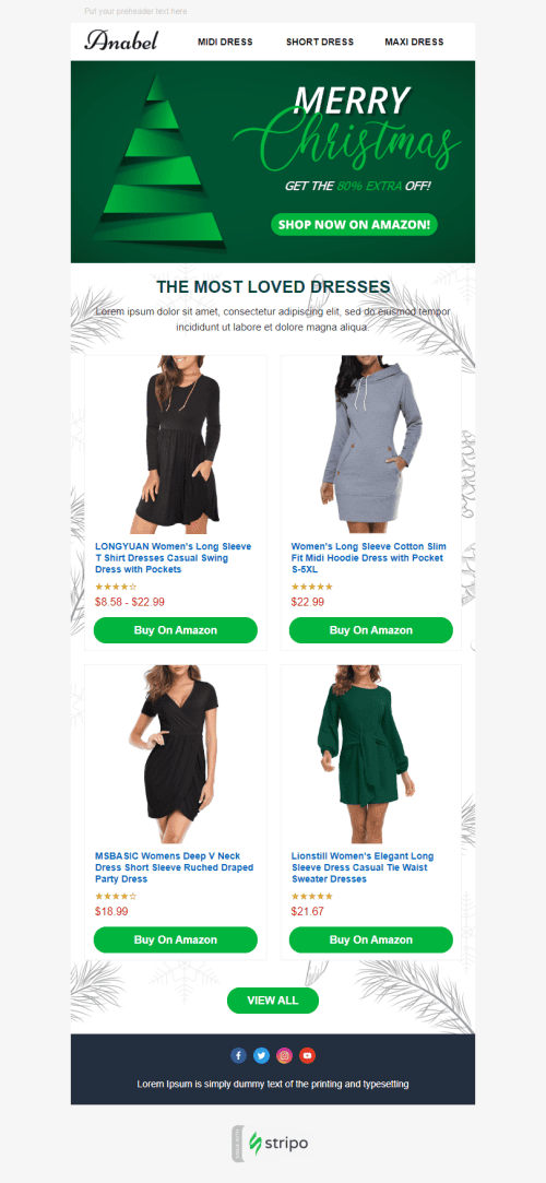 Сhristmas Email Template «Christmas Style» for Ecommerce industry mobile view