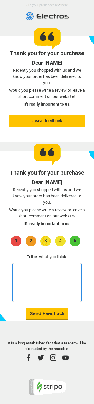 Follow-up Email Template «Thank you for your purchase» for Gadgets industry mobile view