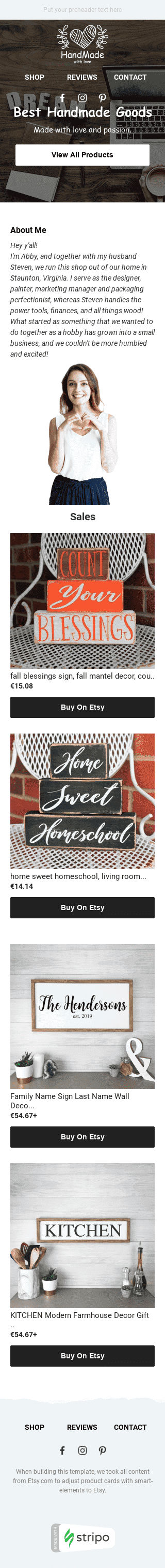 Promo Email Template «Best Handmade» for Ecommerce industry mobile view