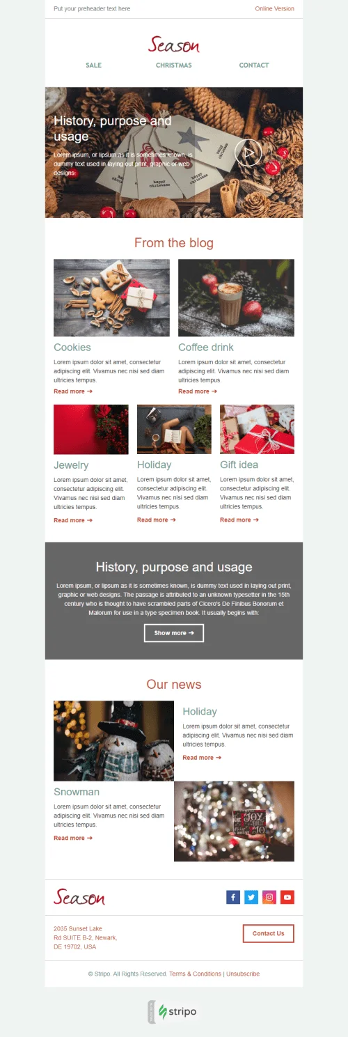 Email Digest Email Template «Seasonal Newsletter» for Gifts & Flowers industry