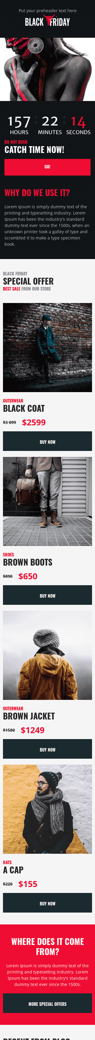 Промо шаблон письма «Время скидок» для индустрии «Мода» мобильный вид