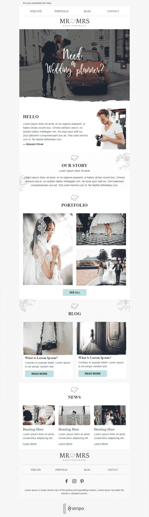 Promo Email Template «Save The Day» for Photography industrydesktop view