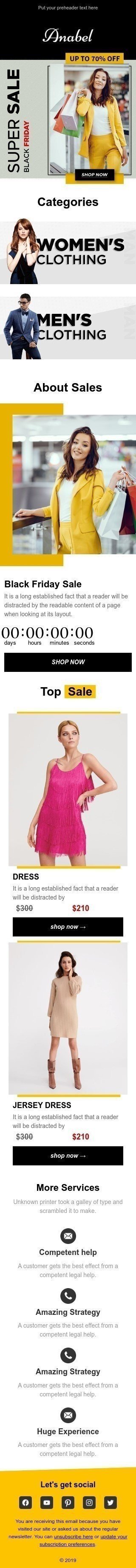 Promo Email Template «Hot prices» for Fashion industry mobile view