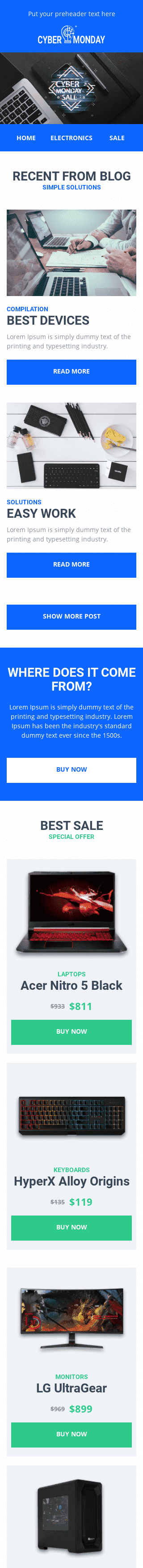 Werbung E-Mail-Vorlage «Gizmos» für Elektronik & Gadgets-Branche Ansicht auf Mobilgeräten