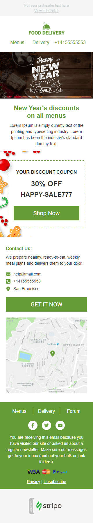 Шаблон листа до свята Різдво «Святкова їжа» для індустрії «Їжа» мобільний вигляд