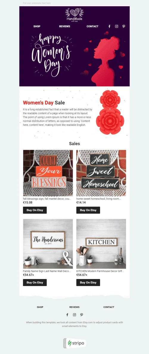 Women's Day Email Template «Women's Secrets» for Ecommerce industry