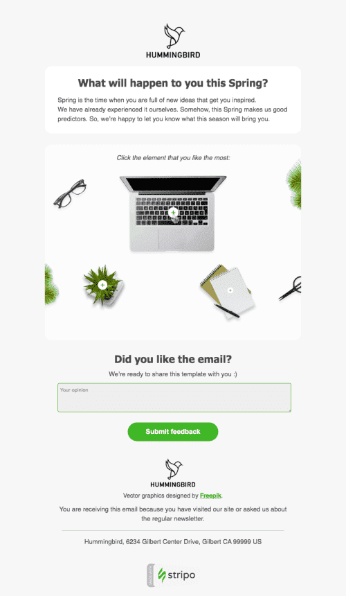 Promo Email Template «Predictions For Spring» for Webinars industrydesktop view