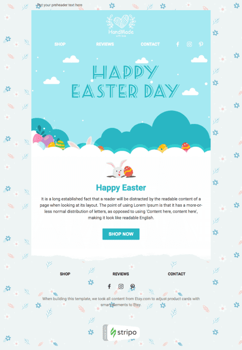 Ostern E-Mail-Vorlage «Osterhase» für E-Commerce-Branche Desktop-Ansicht
