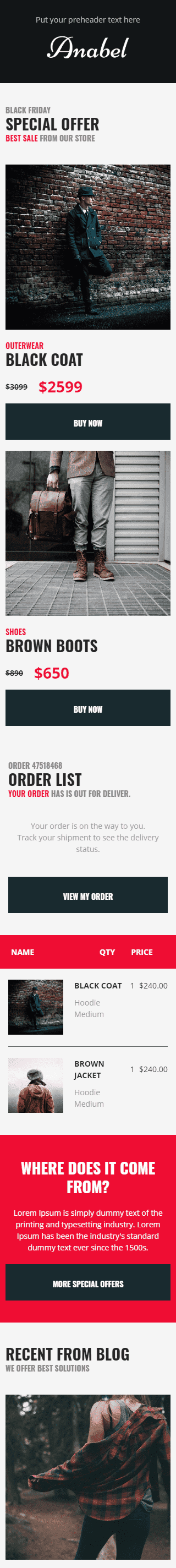 Promo Email Template «Performance of Store Brands» for Fashion industry mobile view