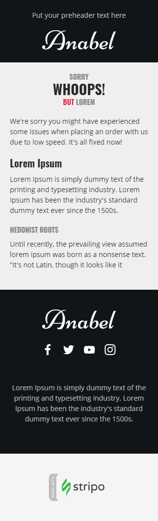 Шаблон листа «Класичне вибачення» тематики Вибачення для індустрії «Мода» мобільний вигляд