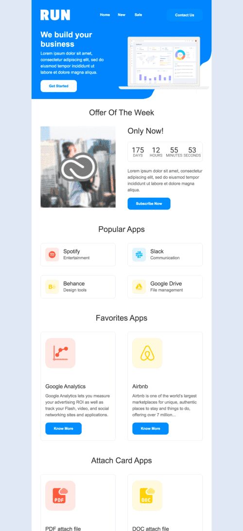 Modelo de E-mail de «Stats Apps» de Promoção para a indústria de Software e Tecnologia Visualização de dispositivo móvel