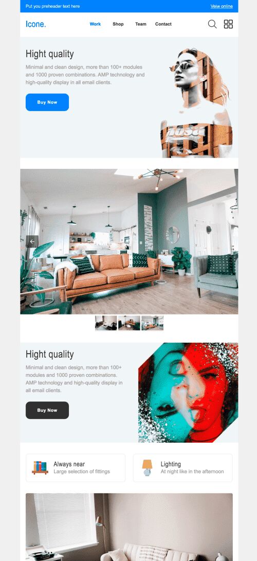 Plantilla de correo electrónico «Icono de estilo» de Promoción para la industria de Muebles, interior y bricolaje Vista de móvil
