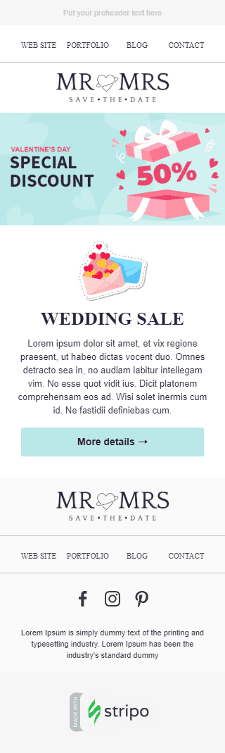 Modelo de E-mail de «Dia do amor» de Dia dos Namorados para a indústria de Fotografia Visualização de dispositivo móvel