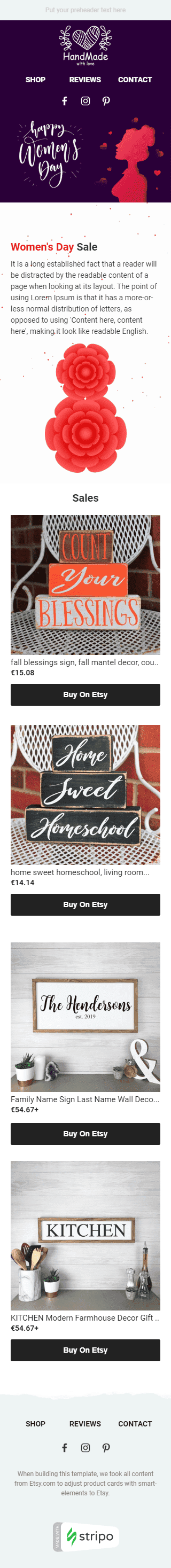 Plantilla de correo electrónico «Secretos de las mujeres» de Día de la Mujer para la industria de Comercio electrónico Vista de móvil