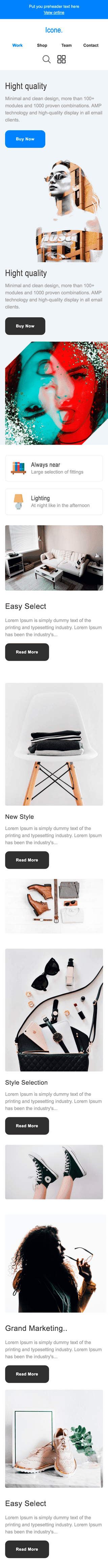 Modello Email Promo «Icona di stile» per il settore industriale di Arredamento, interni e fai da te Visualizzazione mobile