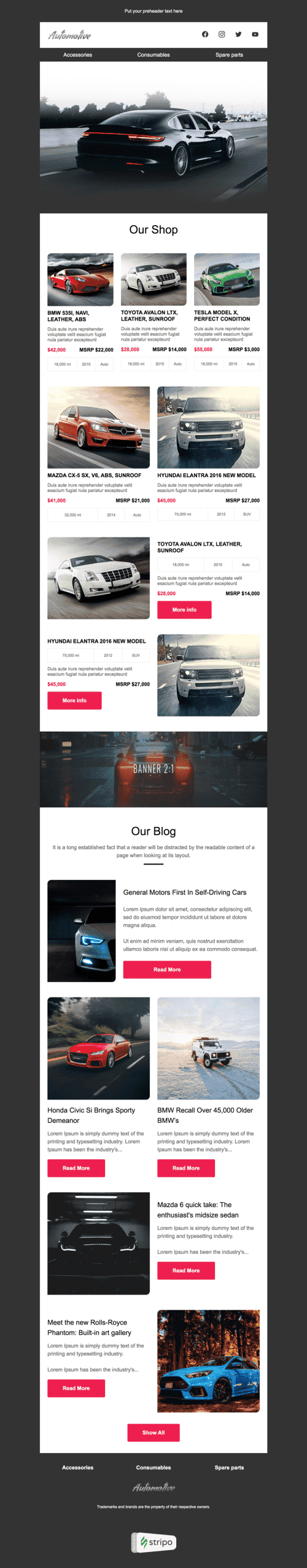 Promo Email Template «Long Road» for Auto & Moto industry desktop view