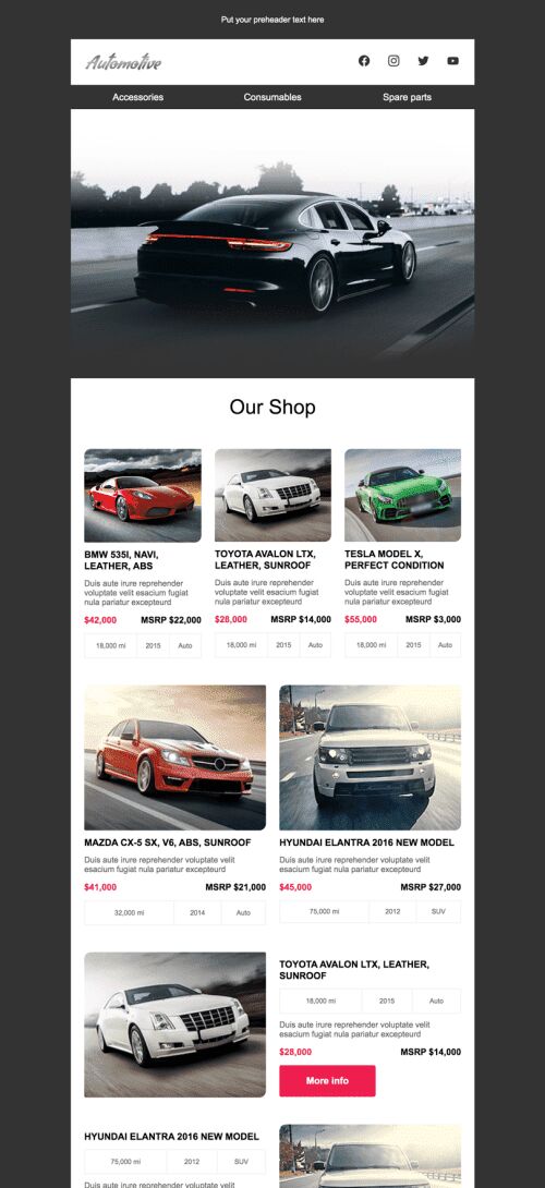 Modelo de E-mail de «Estrada longa» de Promoção para a indústria de Automóveis e motocicletas Visualização de dispositivo móvel