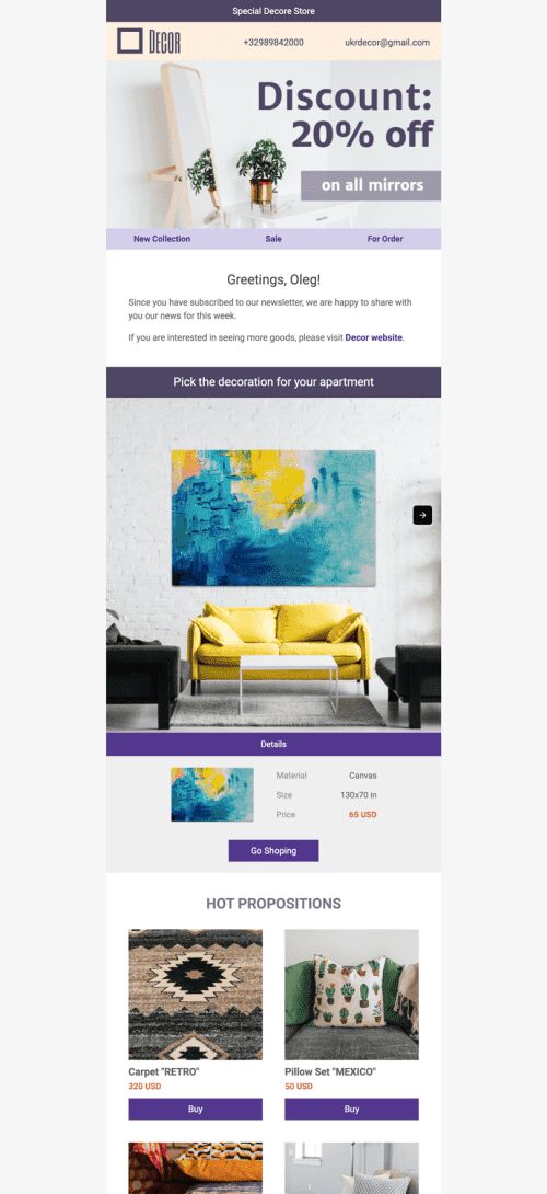 Modello Email Promo «È tempo di cambiare» per il settore industriale di Arredamento, interni e fai da te Visualizzazione mobile