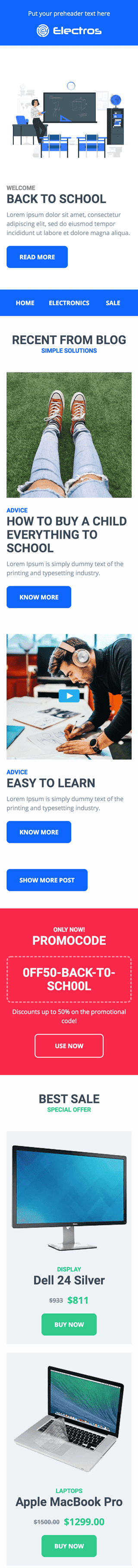 Modelo de E-mail de «Caminho para o conhecimento» de De volta à escola para a indústria de Gadgets Visualização de dispositivo móvel