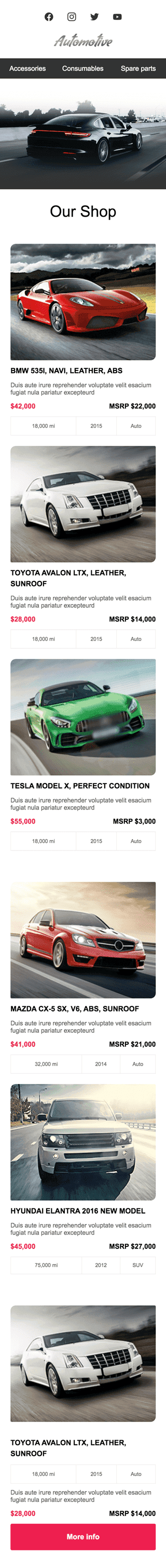 Promo Email Template «Long Road» for Auto & Moto industry mobile view