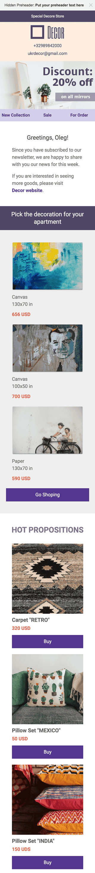 Modelo de E-mail de «Hora de mudar» de Promoção para a indústria de Móveis, Decoração e DIY Visualização de dispositivo móvel