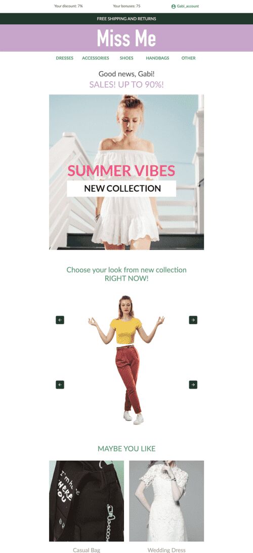 Modello Email Promo «Stile alla moda» per il settore industriale di Moda Visualizzazione mobile