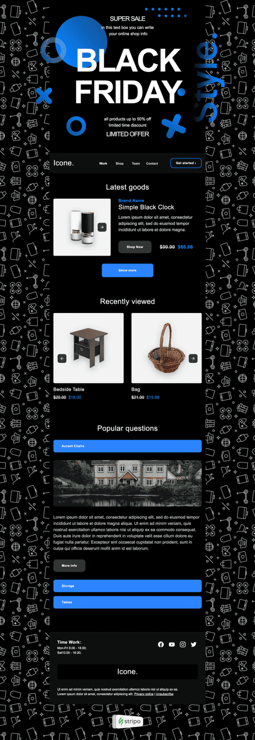Black Friday Email Template «Quick Revision» for Furniture, Interior & DIY industry desktop view