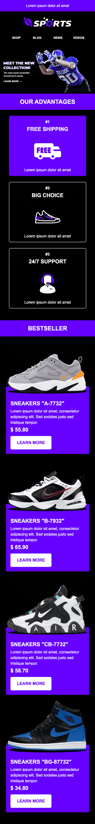 Шаблон письма к празднику Супербоул/Суперкубок «Жизнь игра» для индустрии «Спорт» мобильный вид