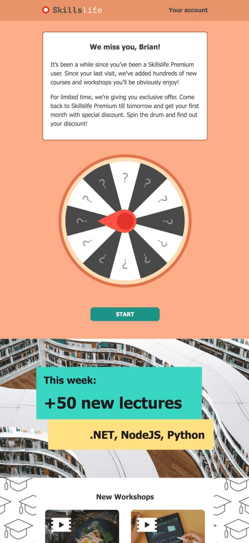 Promo Email Template «Knowledge Wheel» for Webinars industry mobile view