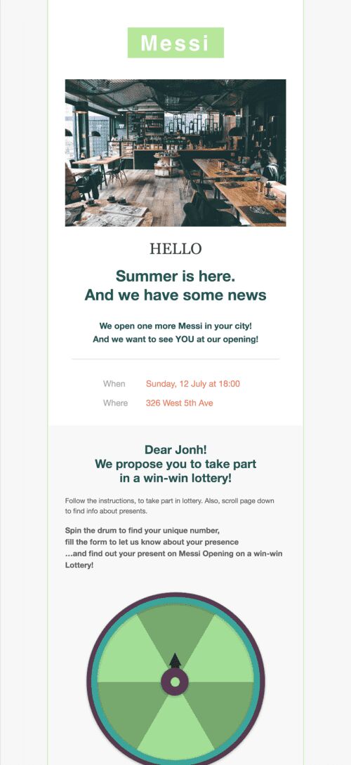 Modello Email Promo «Caffè del mattino» per il settore industriale di Cibo Visualizzazione mobile