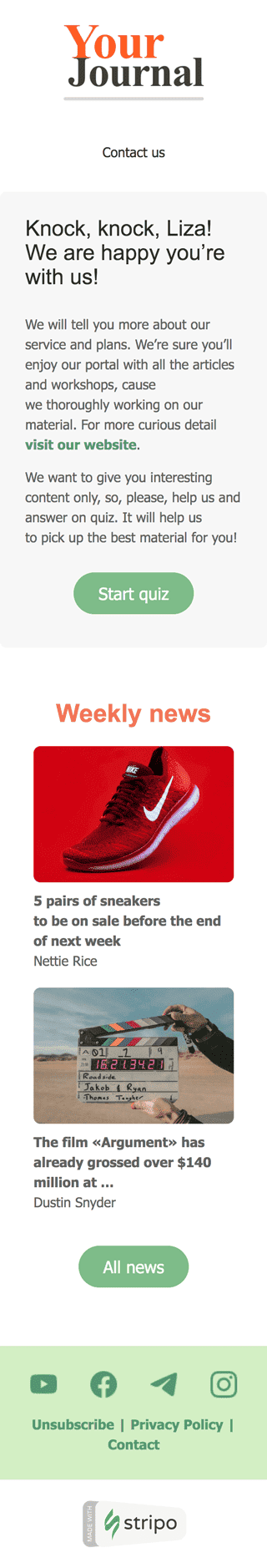 Modello Email Promo «Il tuo diario» per il settore industriale di Editoria e blog Visualizzazione mobile