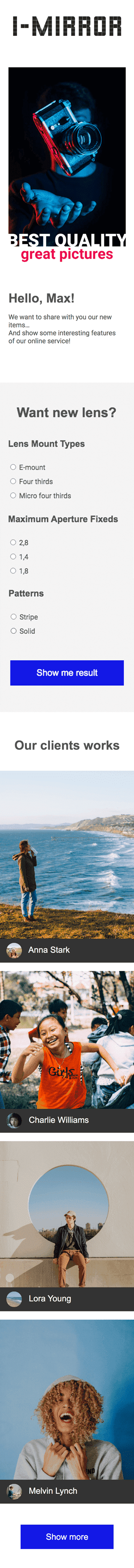 Promo Email Template «Photo of the day» for Photographer industry mobile view