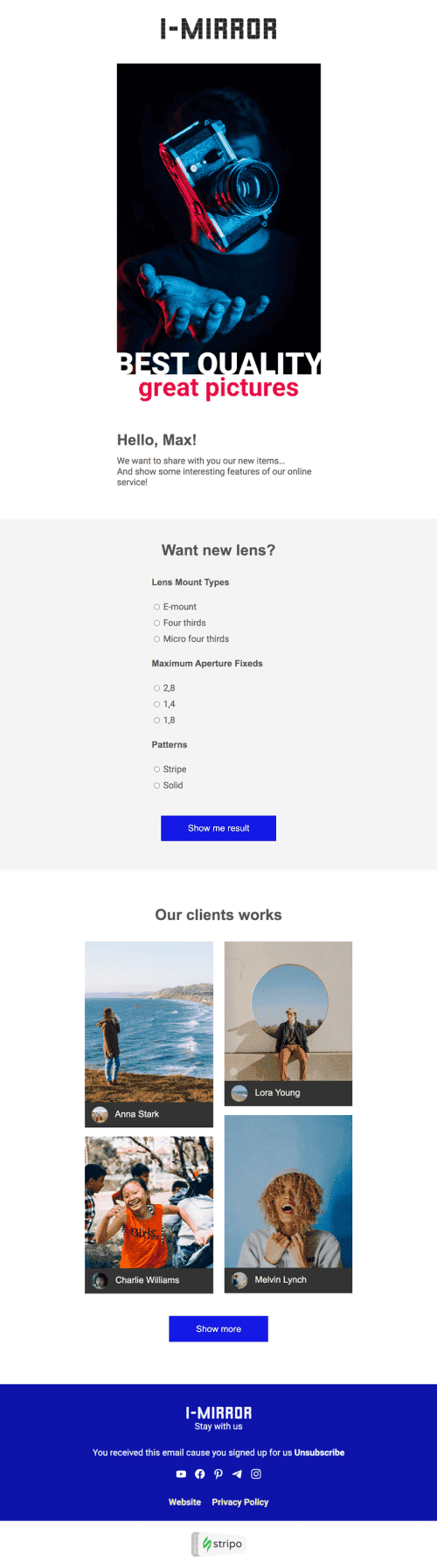 Promo Email Template «Photo of the day» for Photographer industry desktop view