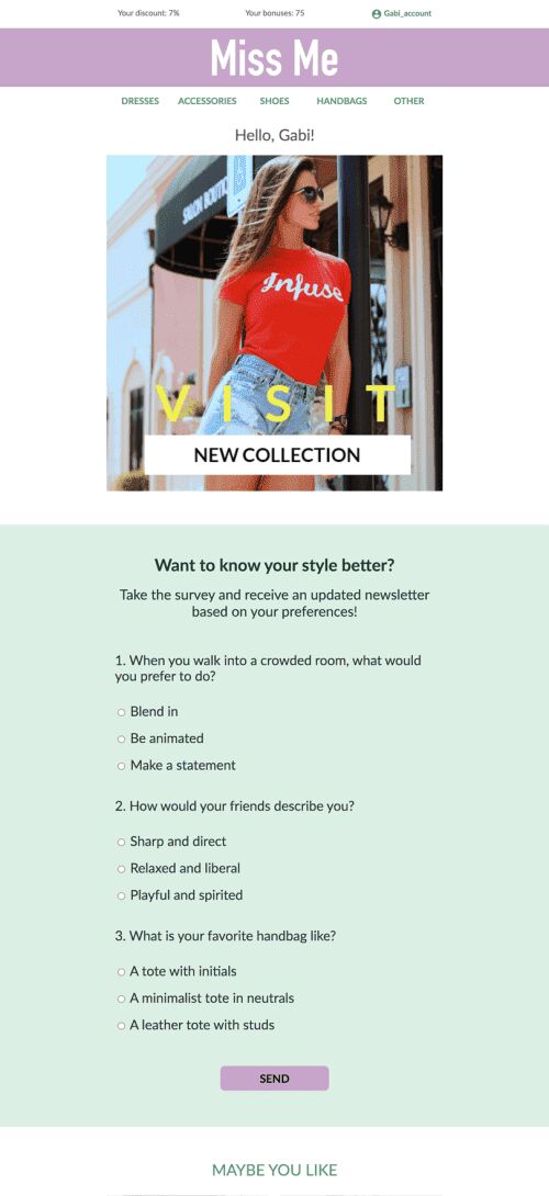 Modello Email Promo «Giornata dello stilista» per il settore industriale di Moda Visualizzazione mobile